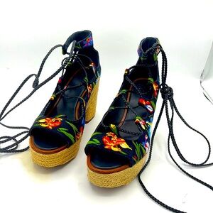 Tory Burch Positano lace up platform Espadrille